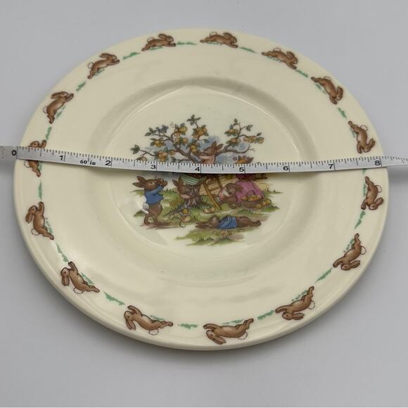 Royal Doulton Bunnykins Plate Apple Picking England Bone China Vintage Gift Y2K - Picture 8 of 9